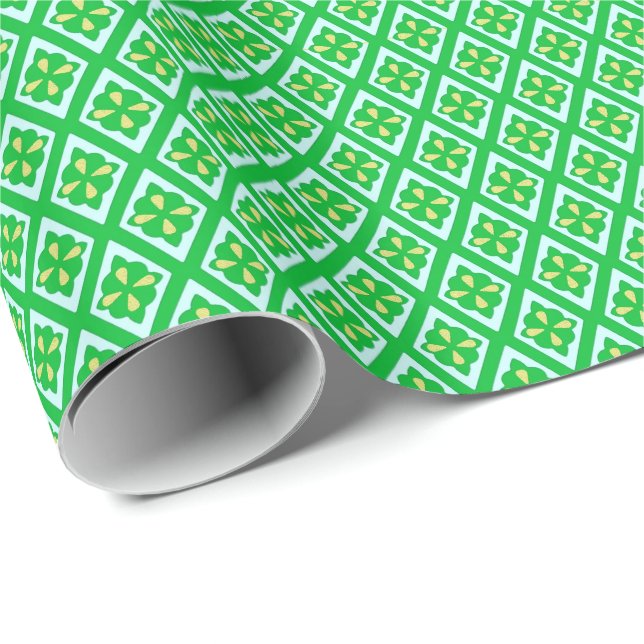 Diamond mönster - emerald grönt och aqua presentpapper (Rullad Hörn)