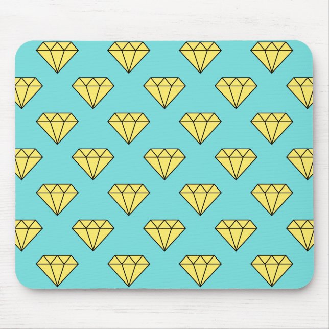 Diamond Mönster - Gult och turkos Musmatta (Framsidan)