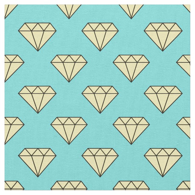 Diamond Mönster - Gult och turkos Tyg (Närbild)