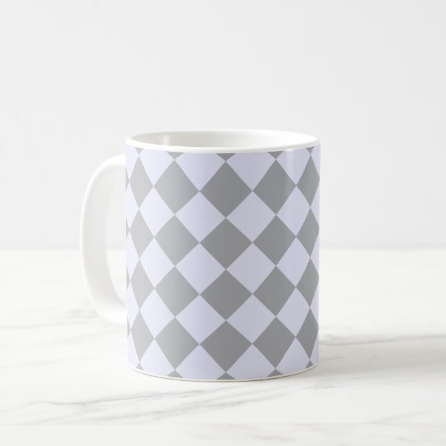 Diamond mönster i grått och lavender kaffemugg (Framsida vänster)