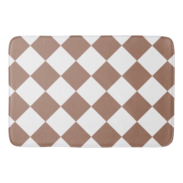 Diamond Mönster i White och Mocha Mousse Badrumsmatta (Framsidan)