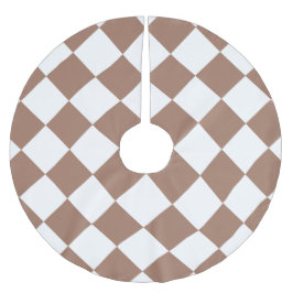 Diamond Mönster i White och Mocha Mousse Julgransmatta Borstad Polyester