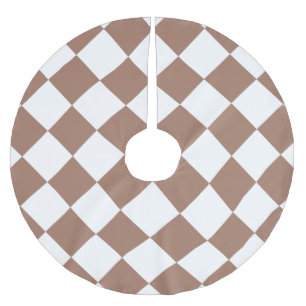 Diamond Mönster i White och Mocha Mousse Julgransmatta Borstad Polyester