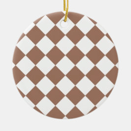 Diamond Mönster i White och Mocha Mousse Julgransprydnad Keramik