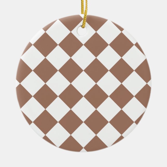 Diamond Mönster i White och Mocha Mousse Julgransprydnad Keramik (Framsidan)