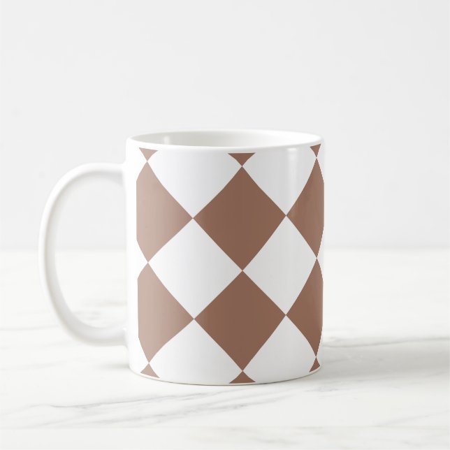 Diamond Mönster i White och Mocha Mousse Kaffemugg (Vänster)