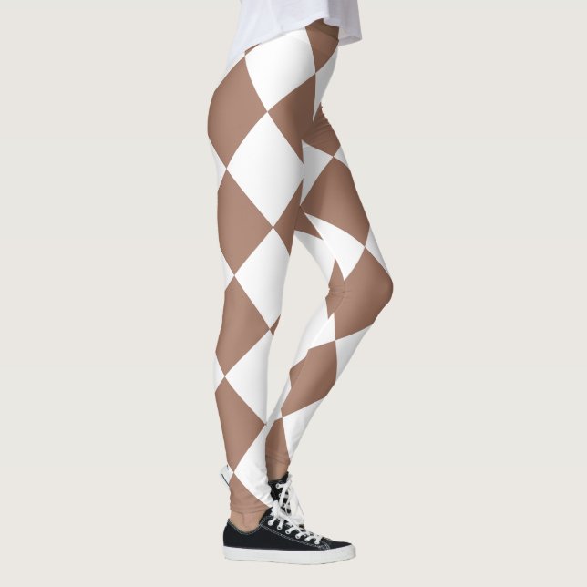 Diamond Mönster i White och Mocha Mousse Leggings (Höger)