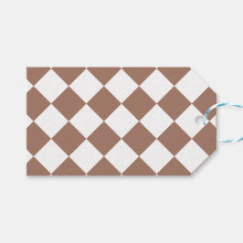 Diamond Mönster i White och Mocha Mousse Presentetikett