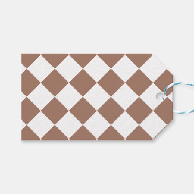 Diamond Mönster i White och Mocha Mousse Presentetikett (Framsidan (Horisontell))
