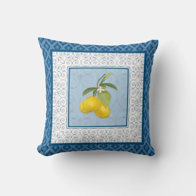 Diamond Mönster Tuscan Lemon Träd Trellis Fine Art Kudde (Framsida)