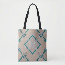 Diamond Nautical Knot Teal, Beige, White Tygkasse