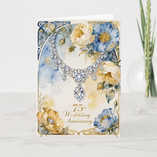 Diamond Necklace 75th Wedding Anniversary Kort (Framsida)