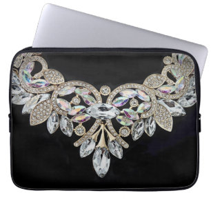 Diamond necklace black silver rhinestone elegant laptop fodral