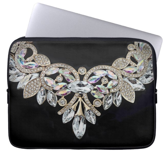 Diamond necklace black silver rhinestone elegant laptop fodral (Framsidan)