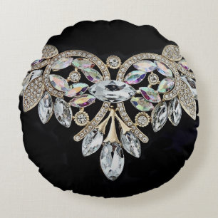 Diamond necklace Black silver rhinestone Rund Kudde