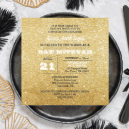 Diamond och Guld Glitter Glam Bat mitzvah Inbjudningar