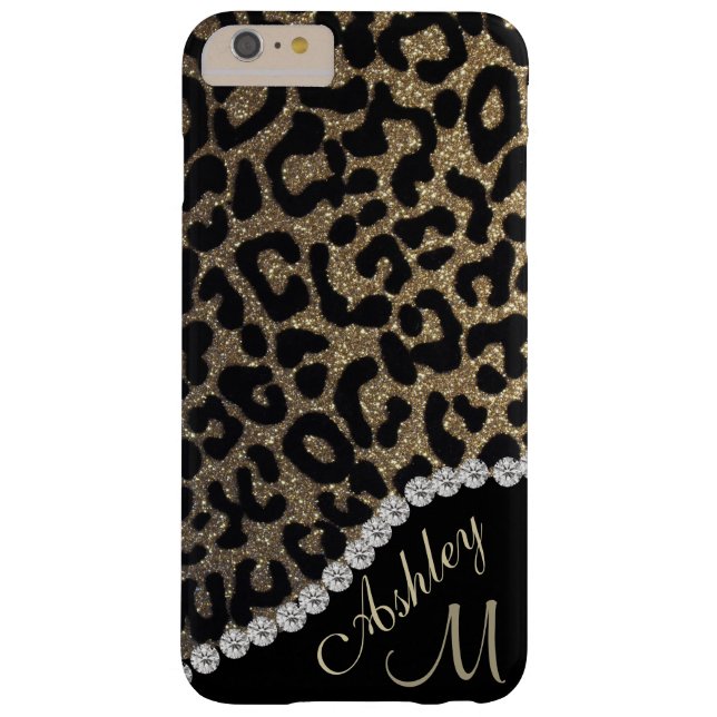 Diamond och Leopard Glitter Monogram Case-Mate iPhone Skal (Baksidan)