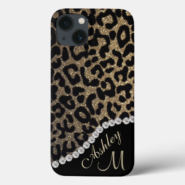 Diamond och Leopard Glitter Monogram Fodral-Mate i (Baksida)