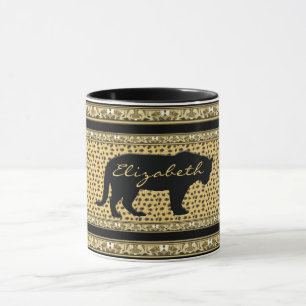 Diamond och Leopard med Namn Mugg