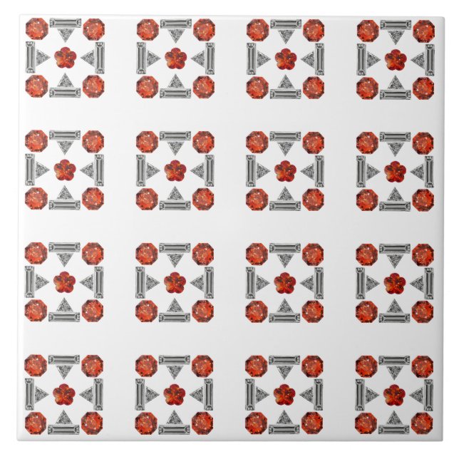 Diamond Orange Mönster Kakelplatta (Framsidan)