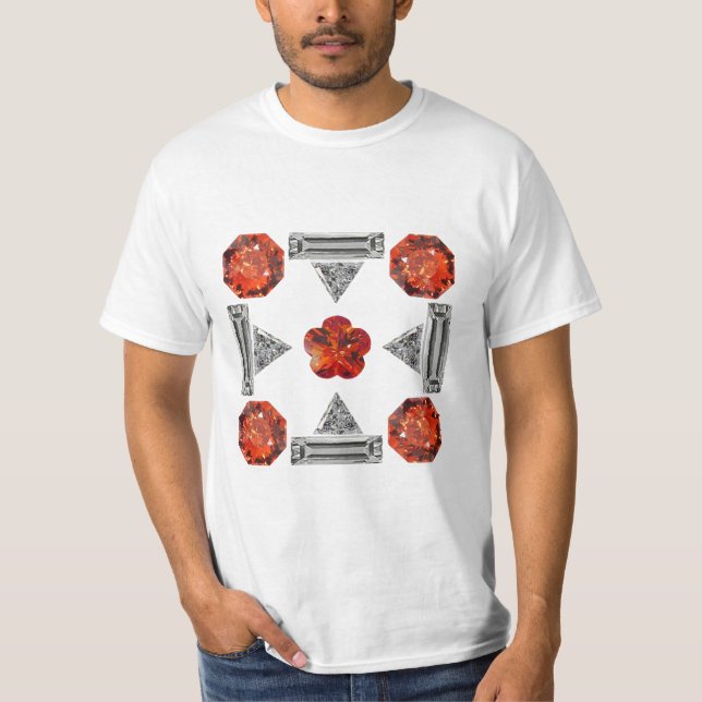 Diamond Orange Mönster T Shirt (Framsida)