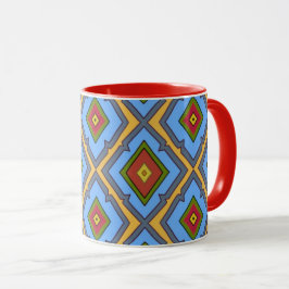 Diamond Pattern Blue Red Yellow Green  Mugg