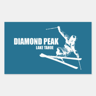 Diamond Peak Sjö Tahoe Skier Rektangulärt Klistermärke