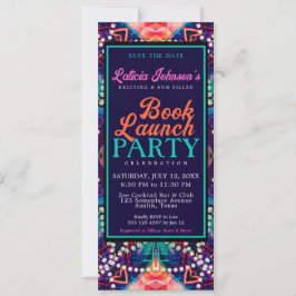 Diamond Pearls Aqua Blue Boho Vibe Bok Launch Inbjudningar