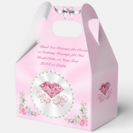 Diamond Pearls Personalize, Rosa Party Favor Boxes Presentaskar