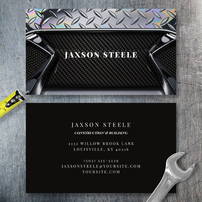 Diamond Plate och Carbon Fiber Professionell  Visitkort (Skapare uppladdad)