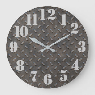 Diamond Plate Steel Industrial Watch Stor Klocka