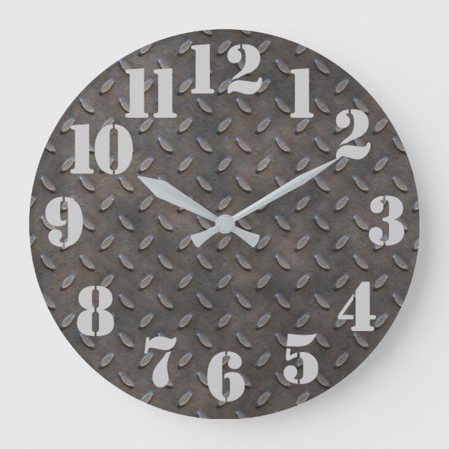 Diamond Plate Steel Industrial Watch Stor Klocka (Framsida)