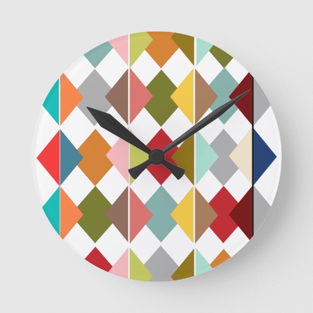 Diamond Quilt Rund Klocka (Framsida)