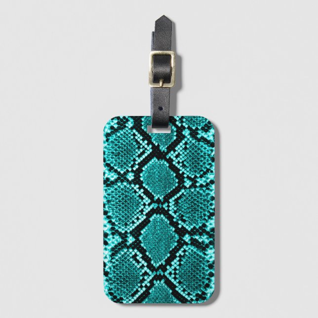 Diamond Rattlesnake Snake Skin aqua Bagagebricka (Framsida vertikal)