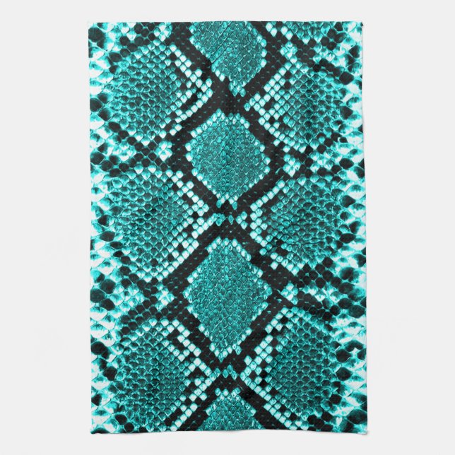 Diamond Rattlesnake Snake Skin aqua Kökshandduk (Vertikal)