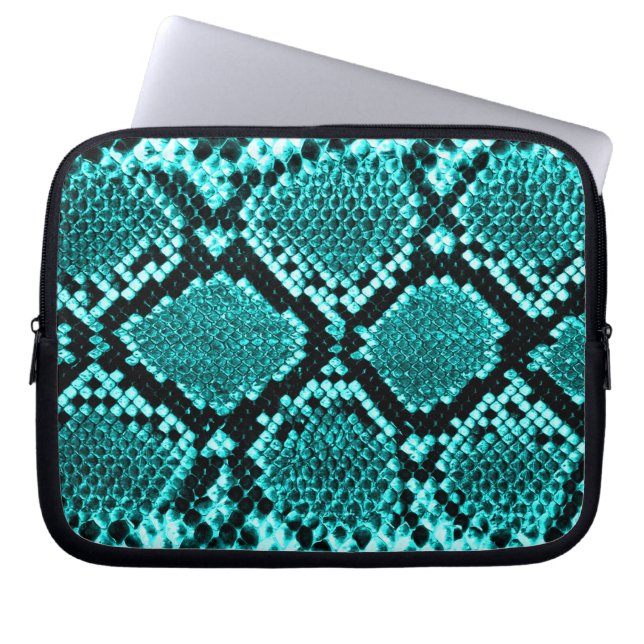 Diamond Rattlesnake Snake Skin aqua Laptop Fodral (Framsidan)