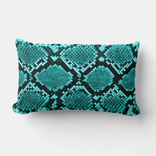 Diamond Rattlesnake Snake Skin aqua Lumbarkudde (Framsida)
