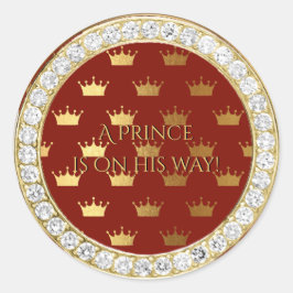 Diamond Red Guld Krona Prince Baby Shower Favor Runt Klistermärke