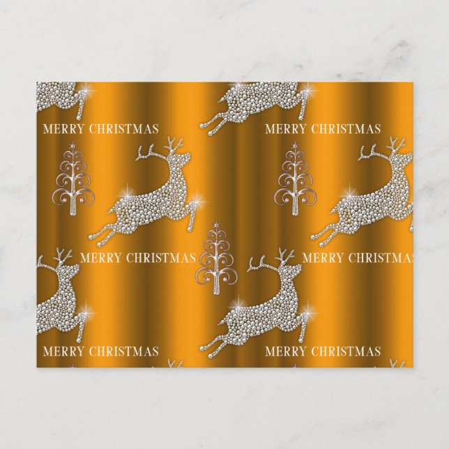 Diamond Reindeer Golden jul Vykort (Framsida)