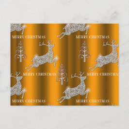 Diamond Reindeer och Silver Träd Guld jul Vykort