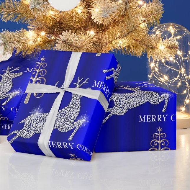 Diamond Reindeer på blå jul Presentpapper (Helgdagar)