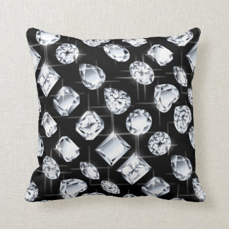 Diamond Rhinestone jewel gemstone på svart bläckfi Kudde