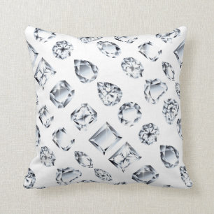 Diamond Rhinestone jewel gemstone på vitt stöd Kudde