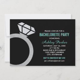Diamond Ring Aqua Blue Bröllop Bachelorette Party Inbjudningar