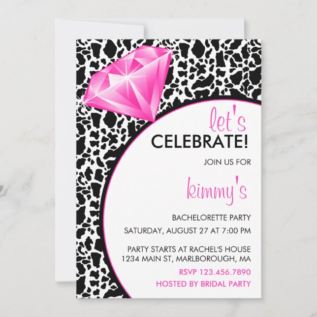 Diamond Ring Bling Bachelorette Party Inbjudningar (Framsida)