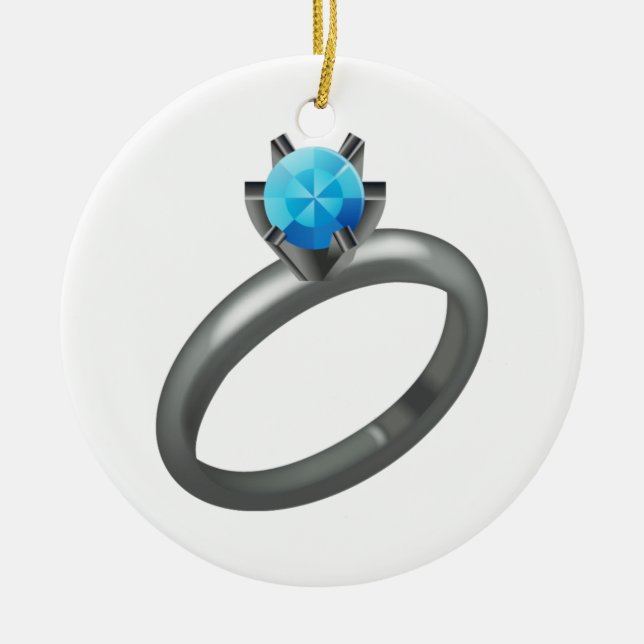 Diamond Ring - Emoji Julgransprydnad Keramik (Framsidan)