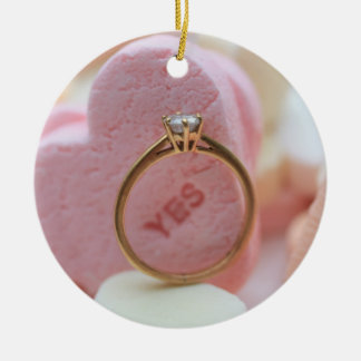 Diamond Ring Förlovning-annonsornament Julgransprydnad Keramik