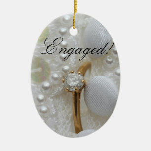 Diamond Ring Förlovning-annonsornament Julgransprydnad Keramik
