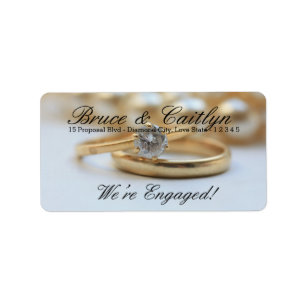 Diamond ring förlovning-meddelande adressetikett
