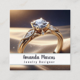 Diamond Ring Jewelry Designer Jeweler Fyrkantigt Visitkort